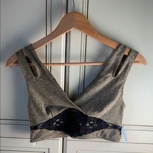 free people green and lace bralette top